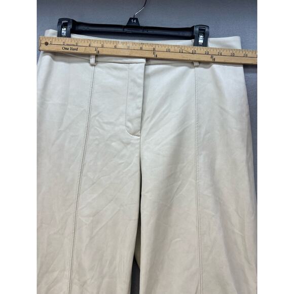 7 For All Mankind Pants Women's Size L Light Beige Faux Leather Wide Leg - Picture 2 of 11